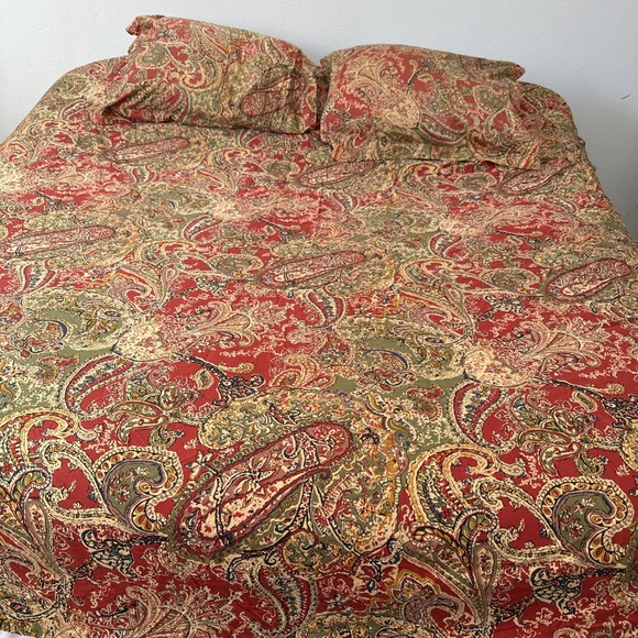 Pottery Barn Duvet Cover Full Queen Boho Cotton Paisley Cottagecore Bedding - Picture 11 of 12